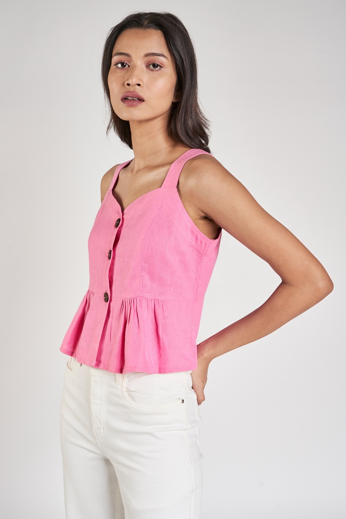 2 - Pink Solid Cropped Top, image 2