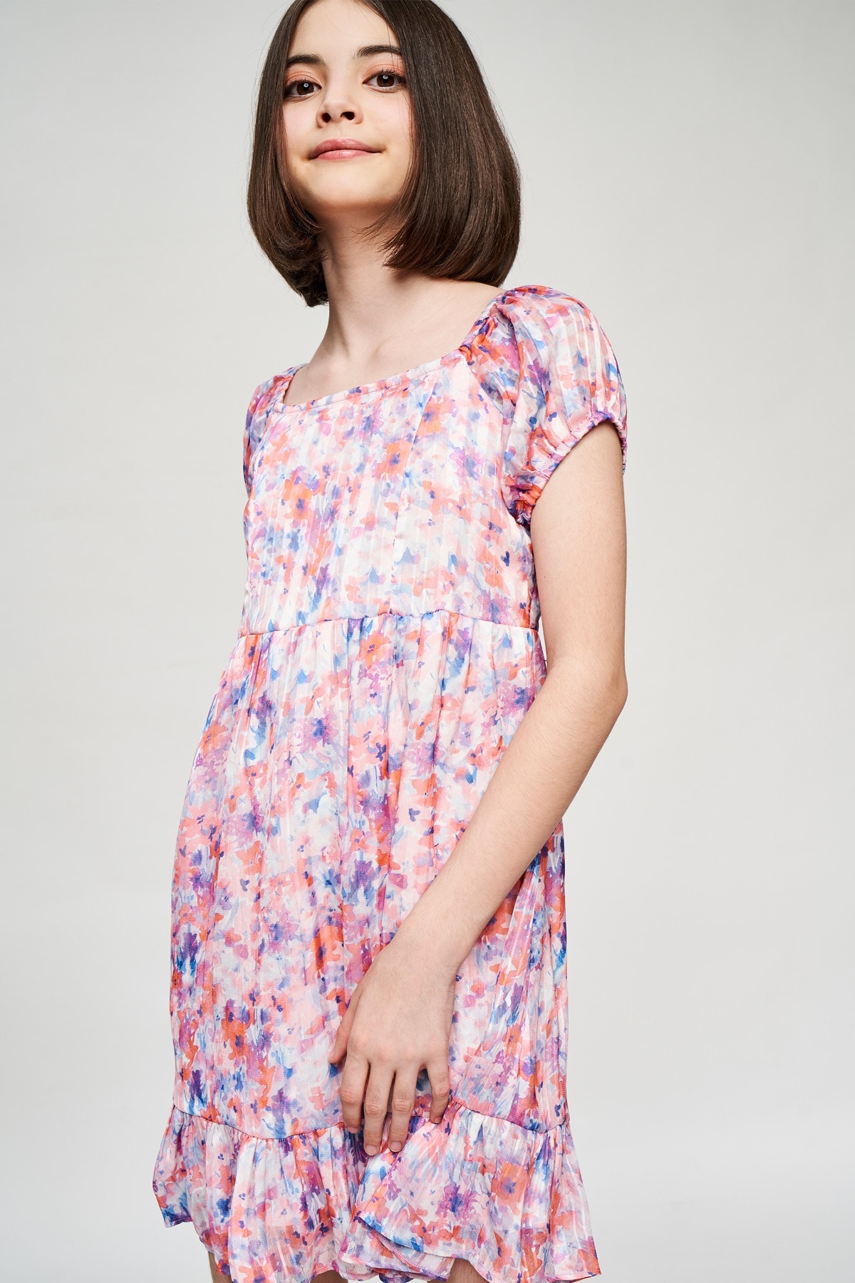 1 - Multi Color Floral Printed Fit And Flare Dress, image 1