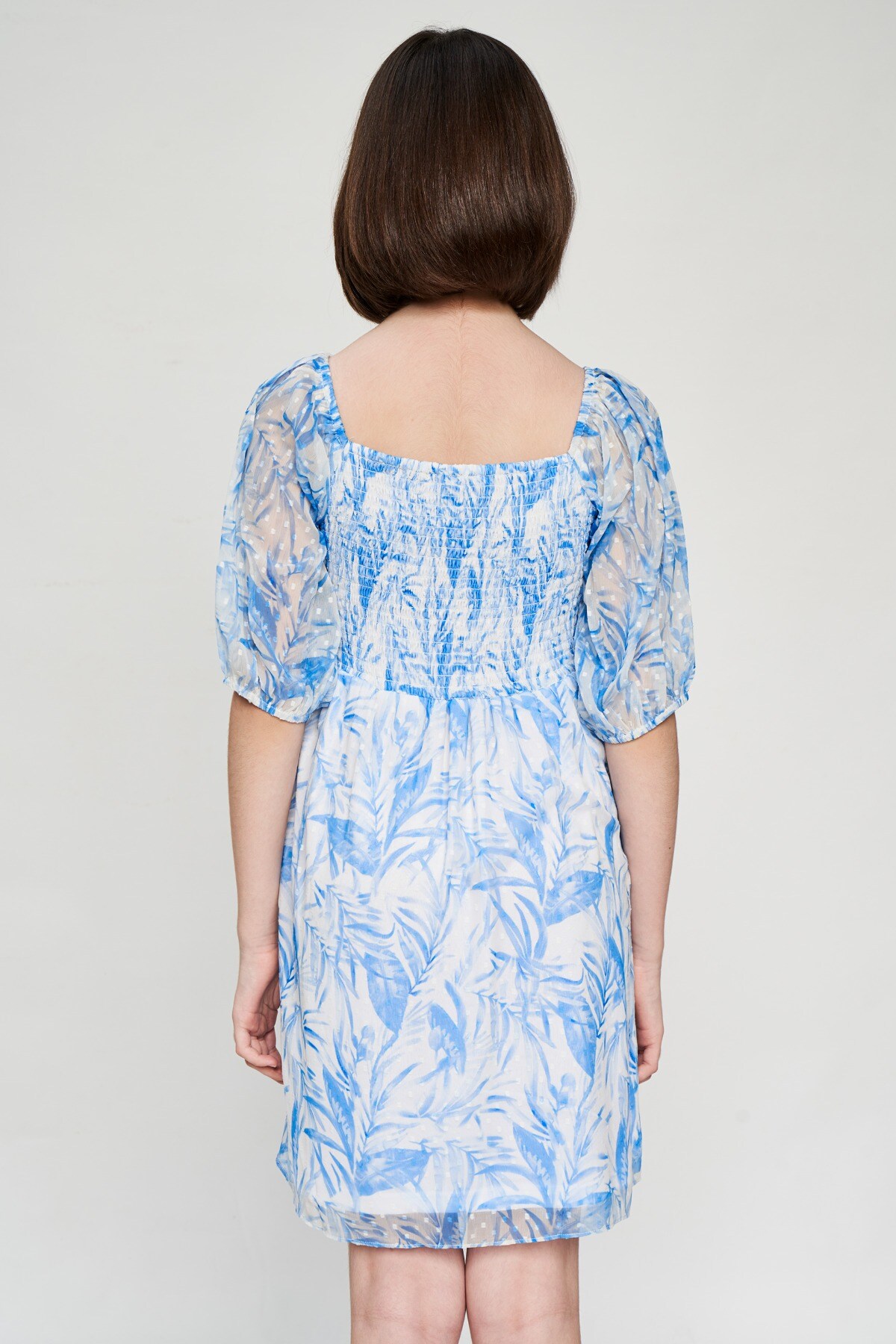 4 - Blue Floral Printed Fit And Flare Dress, image 4