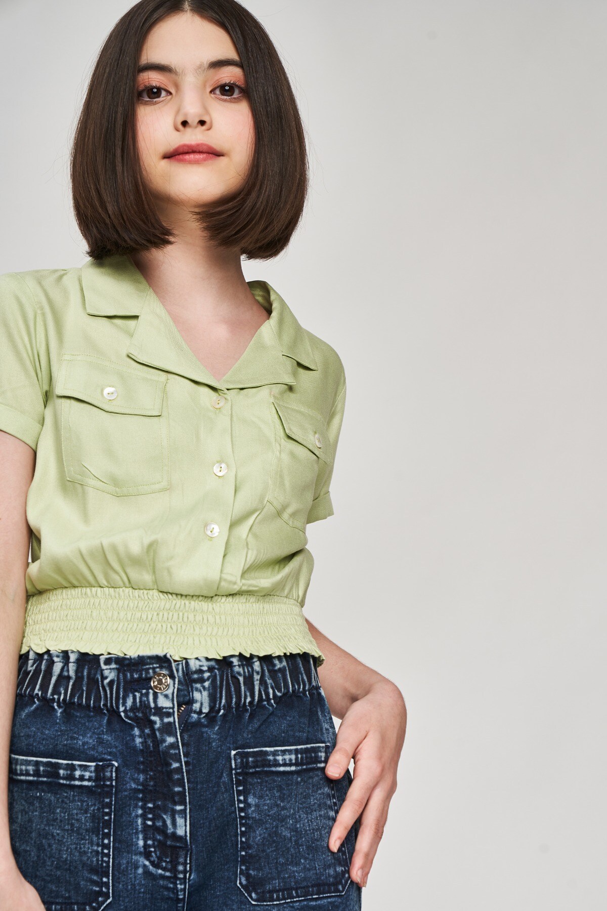 3 - Sage Green Solid Cropped Top, image 3