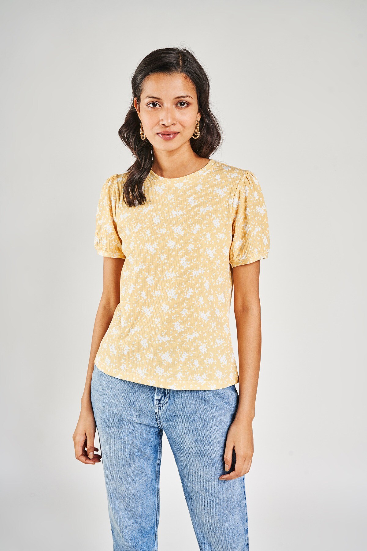 6 - Yellow Floral Printed A-Line Top, image 6