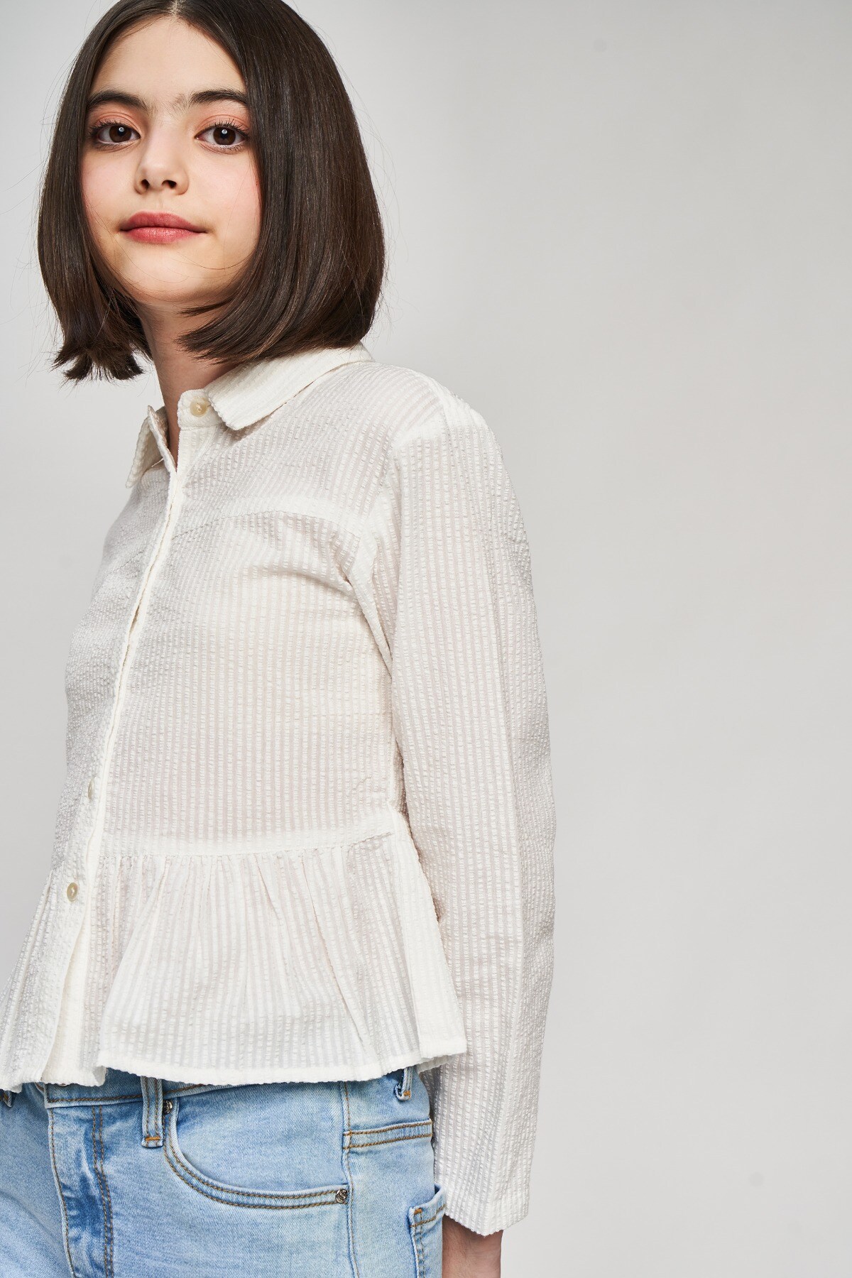 6 - White Self Design Shirters Top, image 6