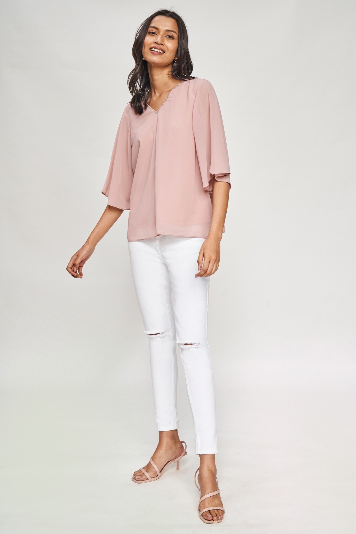 3 - Blush Solid Embroidered A-Line Top, image 3
