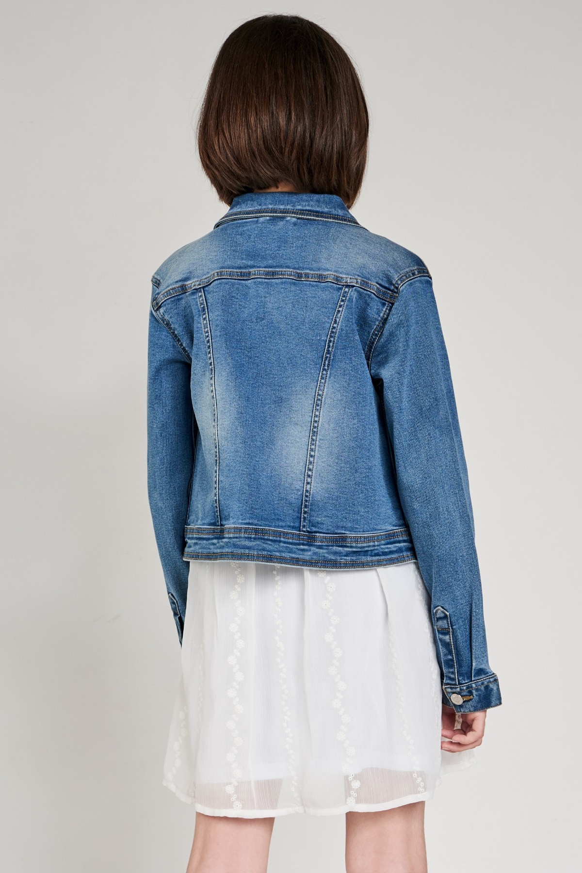 6 - Dark Blue Self Design A-Line Jacket, image 6