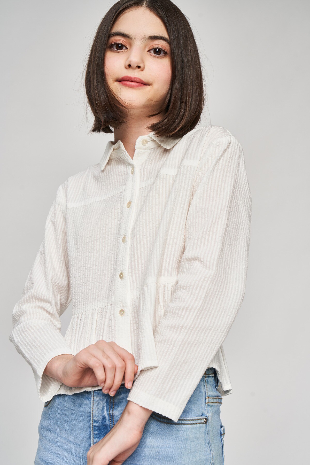 5 - White Self Design Shirters Top, image 5