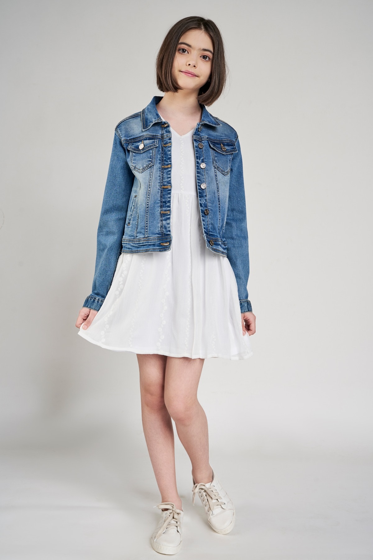 3 - Dark Blue Self Design A-Line Jacket, image 3