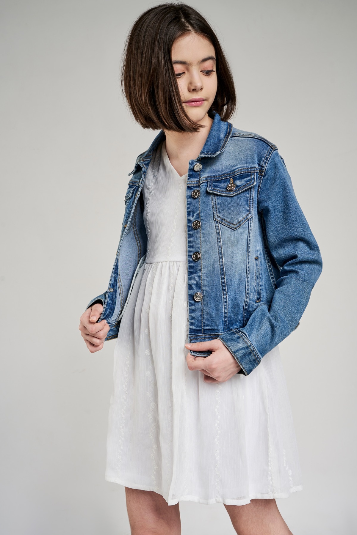 4 - Dark Blue Self Design A-Line Jacket, image 4