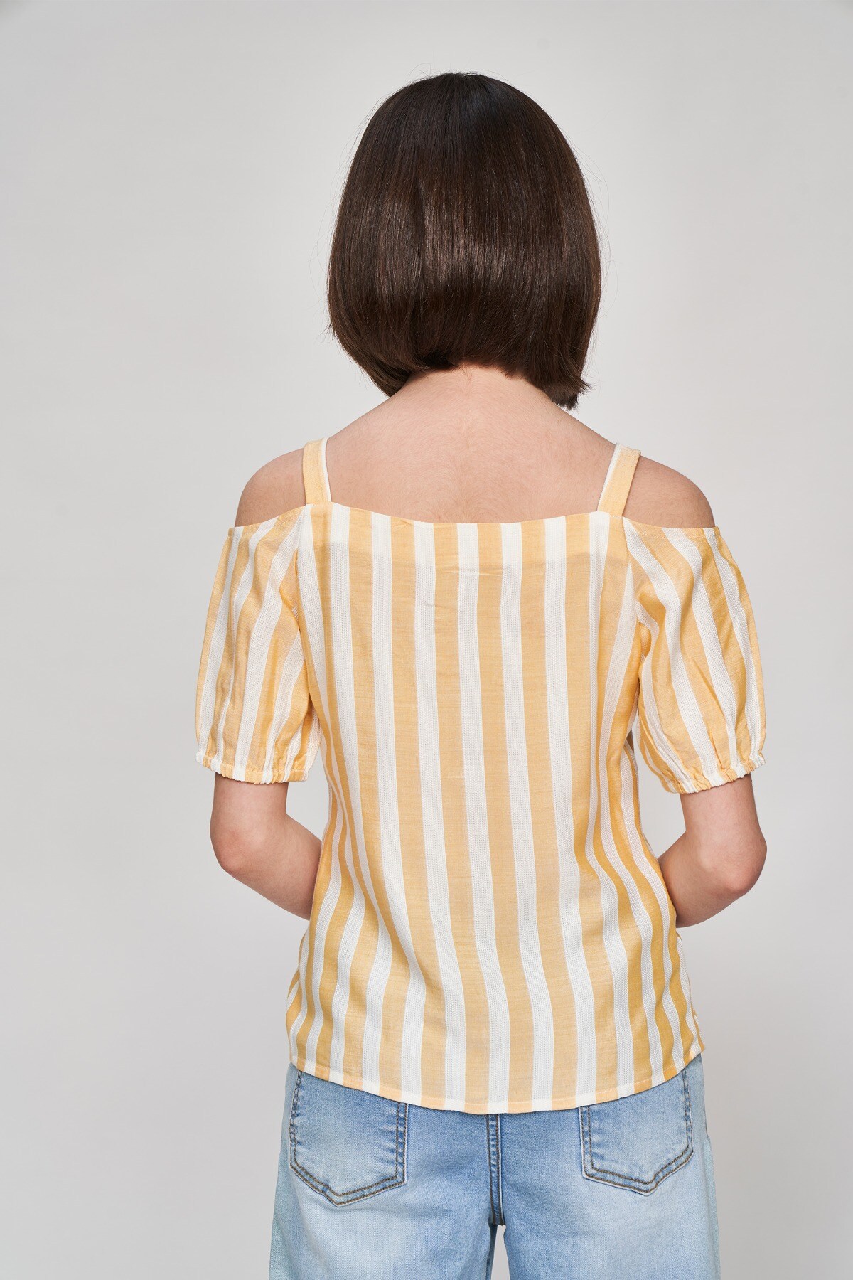 5 - Yellow Striped Printed Shirters Top, image 5