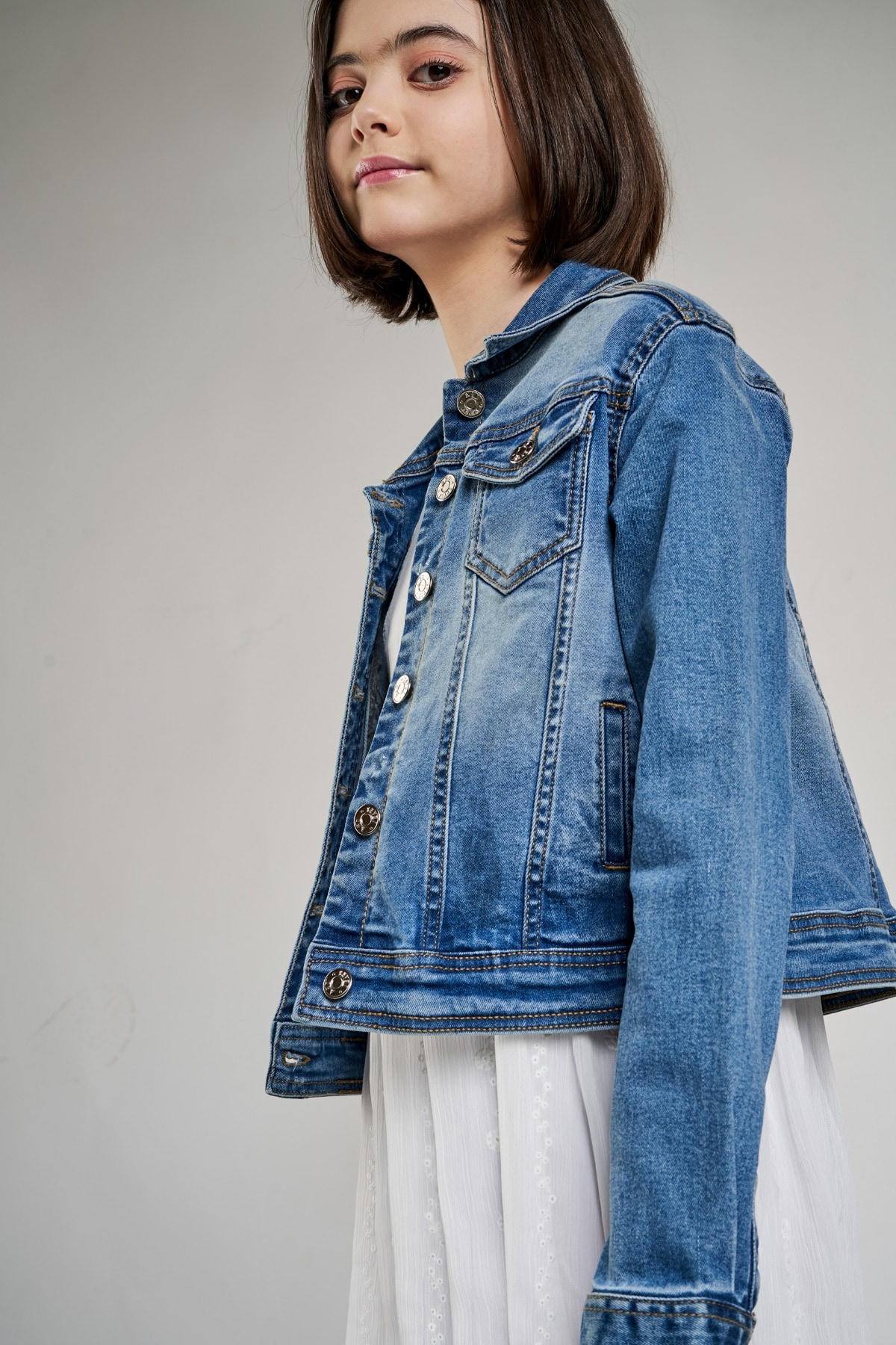 9 - Dark Blue Self Design A-Line Jacket, image 9