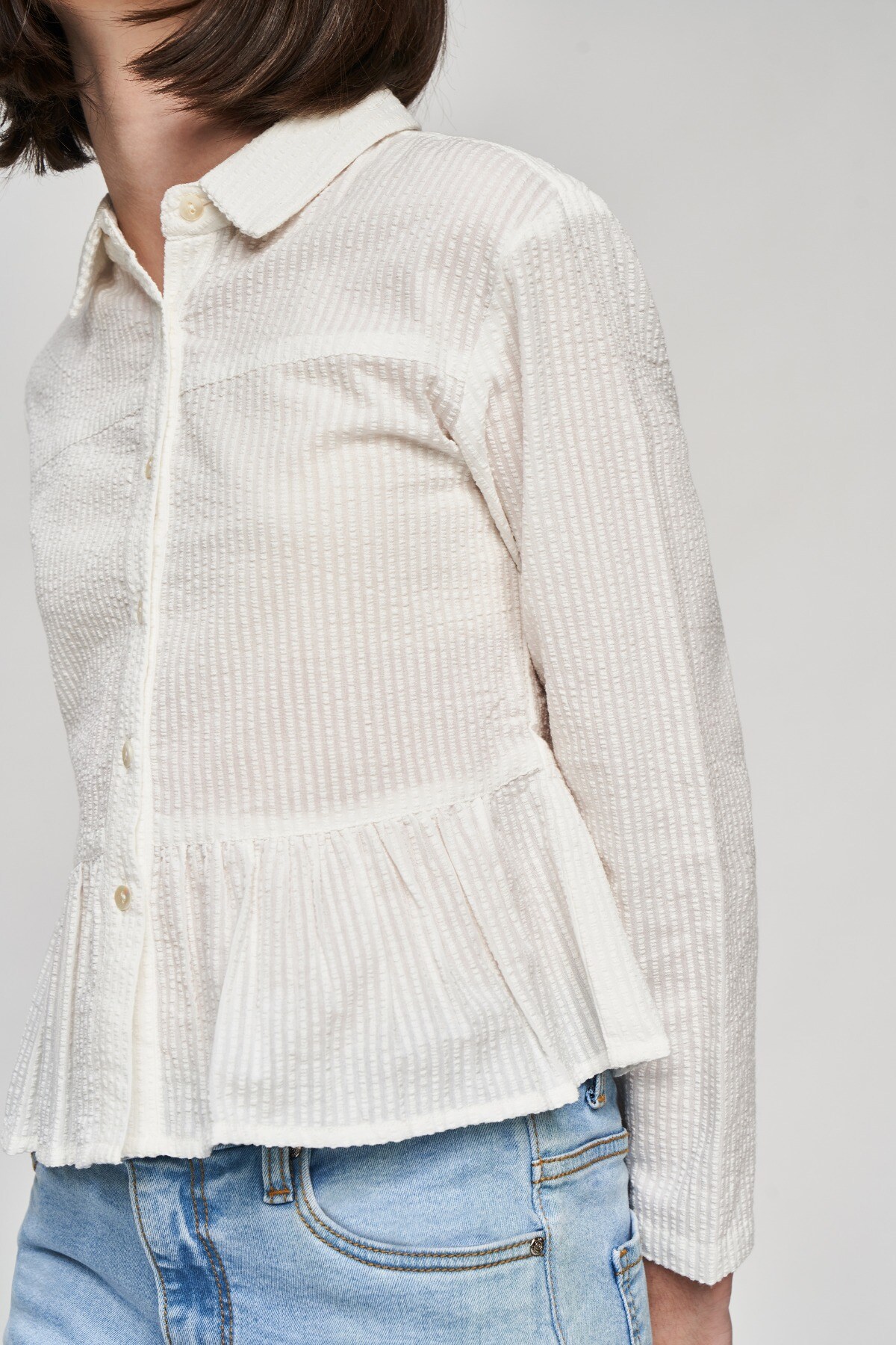 7 - White Self Design Shirters Top, image 7