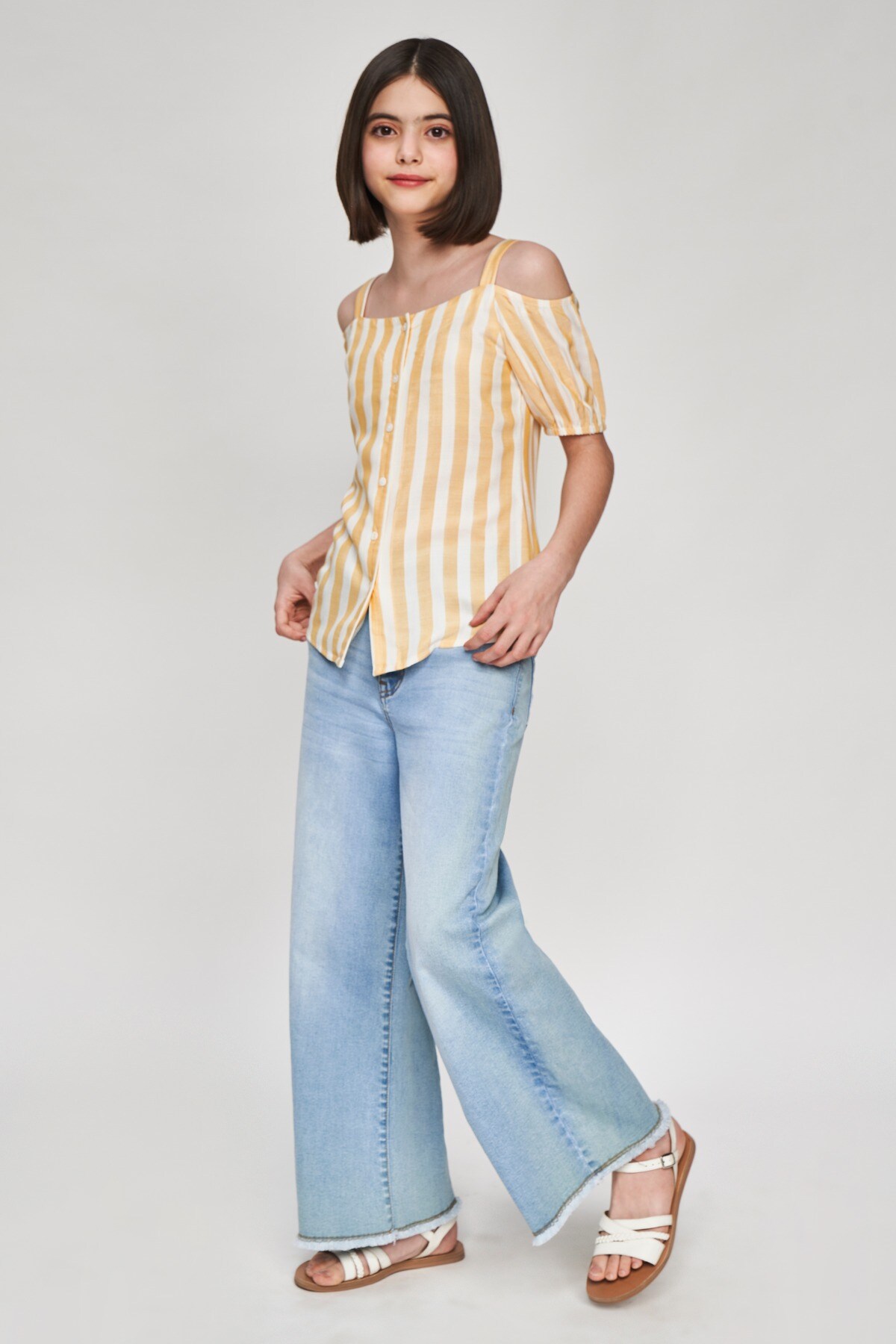 4 - Yellow Striped Printed Shirters Top, image 4
