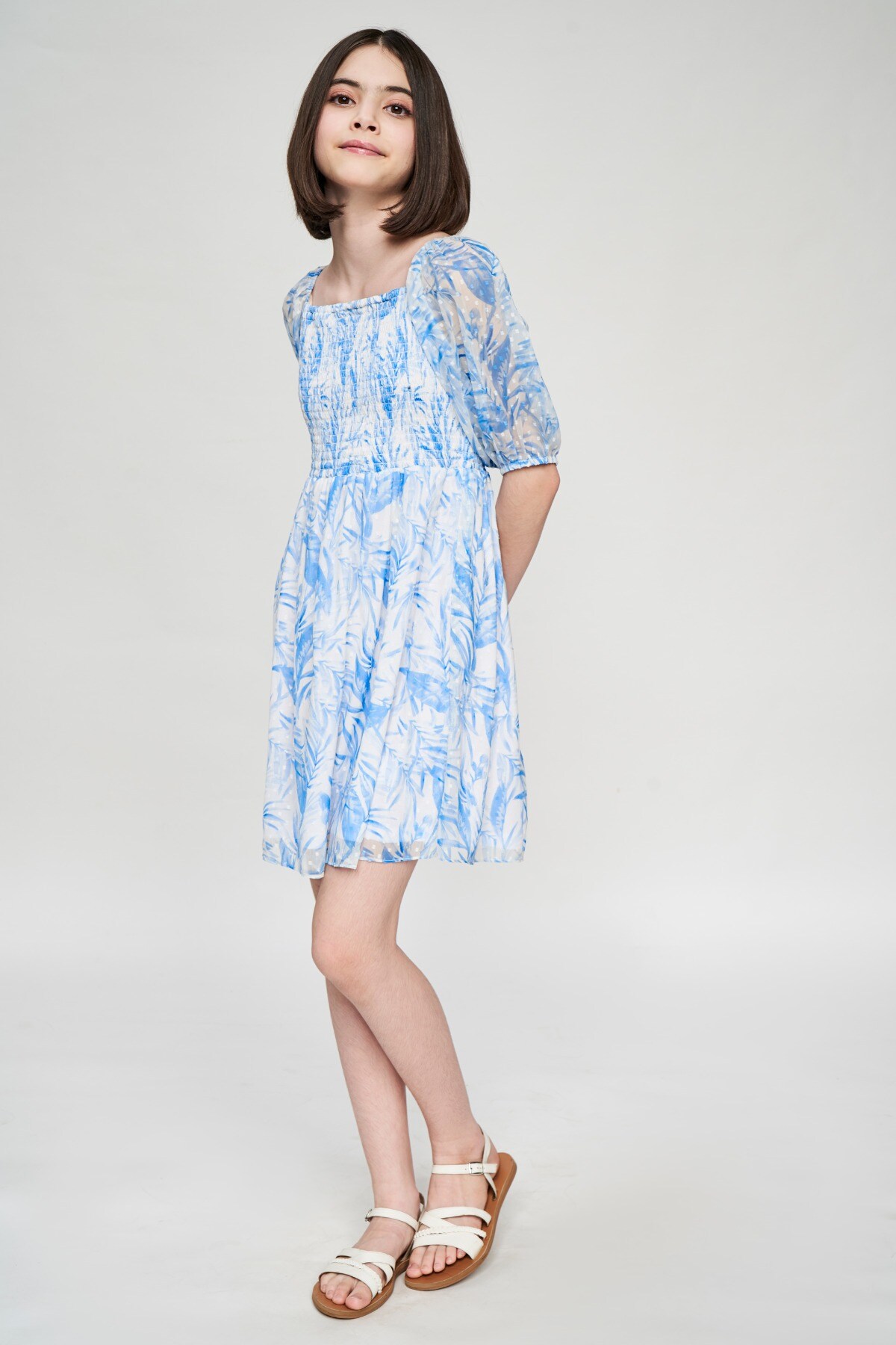 2 - Blue Floral Printed Fit And Flare Dress, image 2