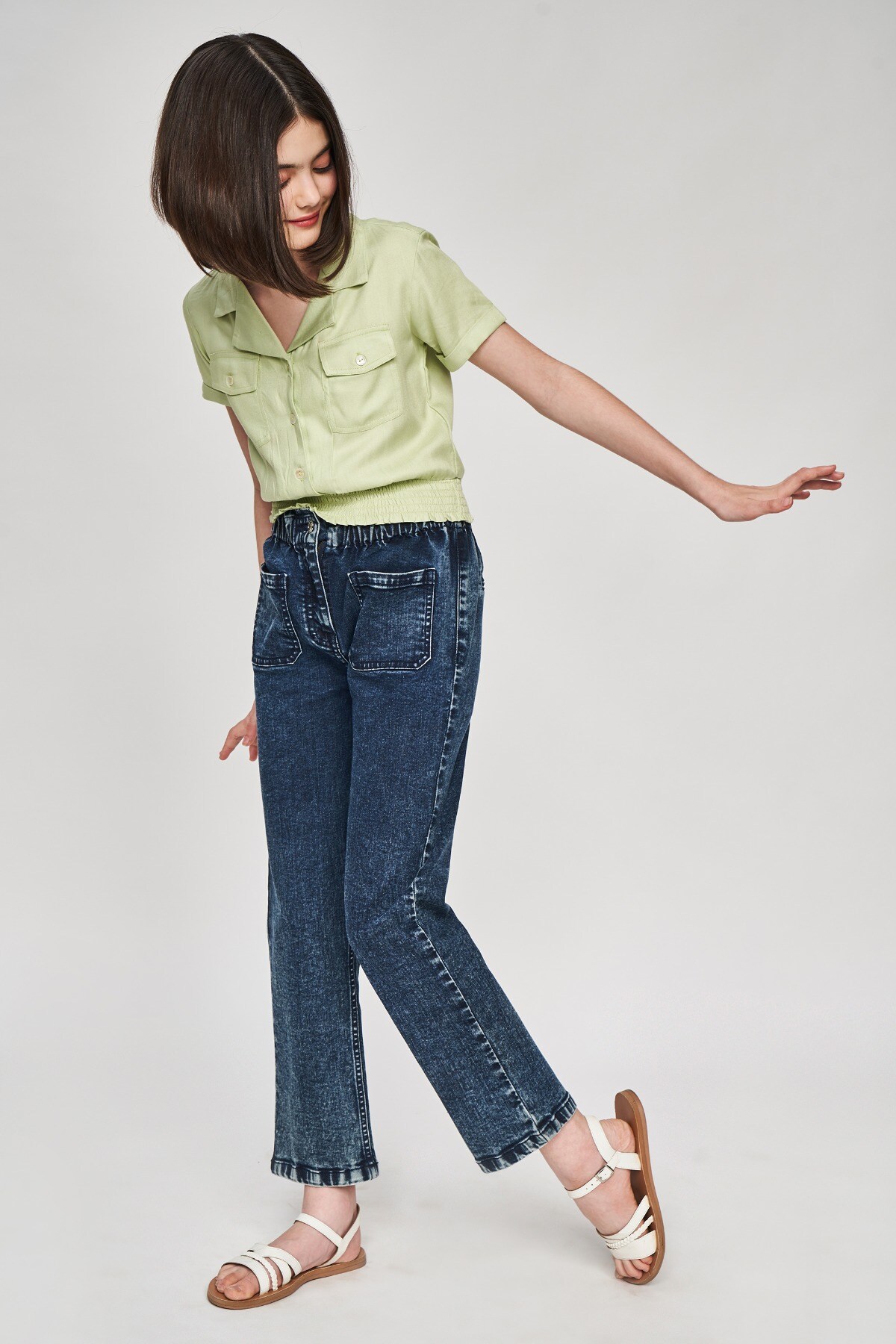 2 - Sage Green Solid Cropped Top, image 2