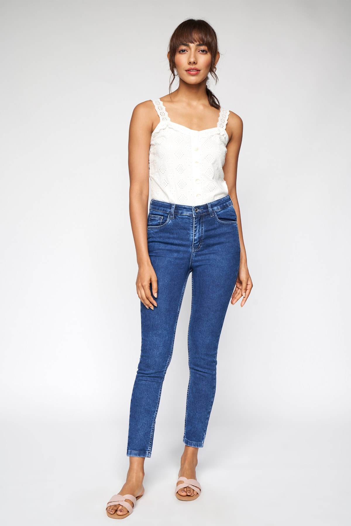 1 - Ink Blue Cropped Skinny Denims, image 1