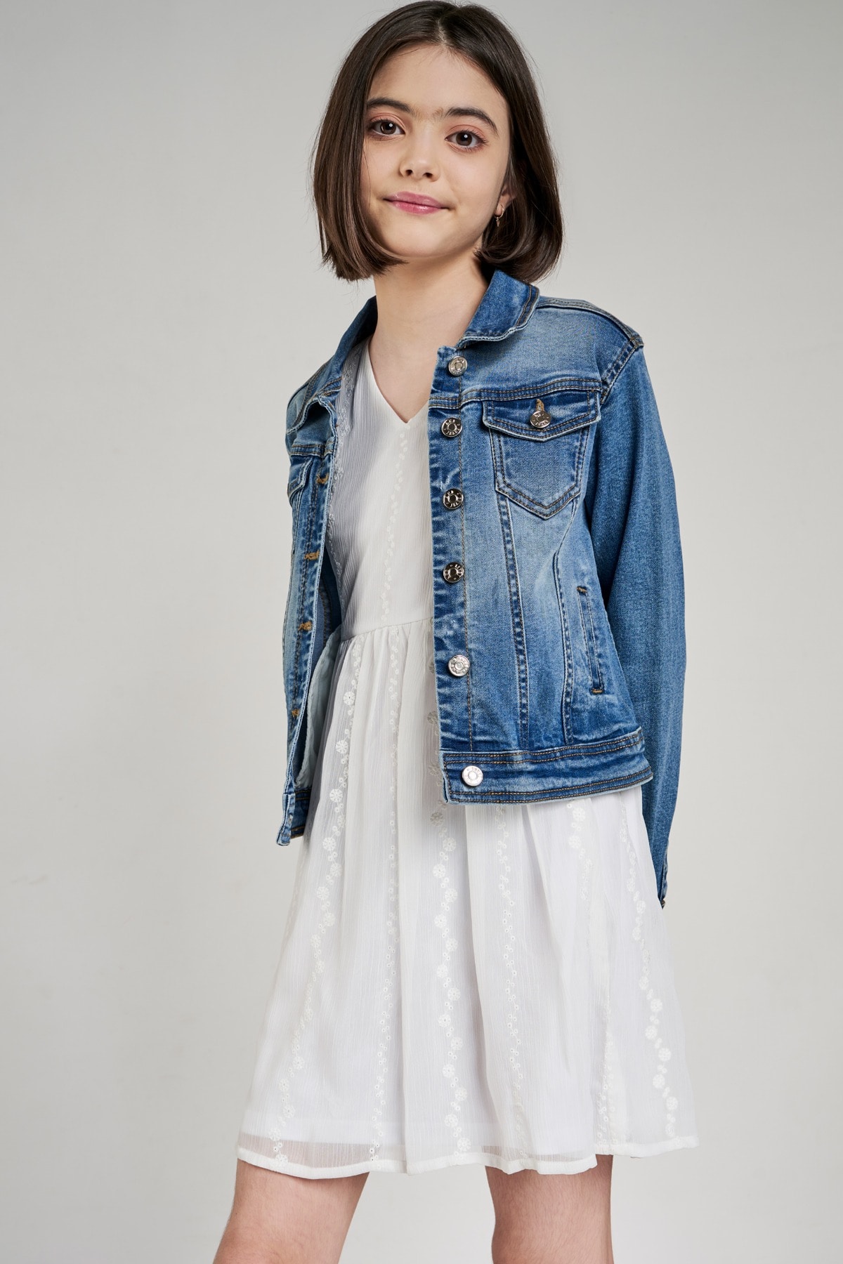 7 - Dark Blue Self Design A-Line Jacket, image 7