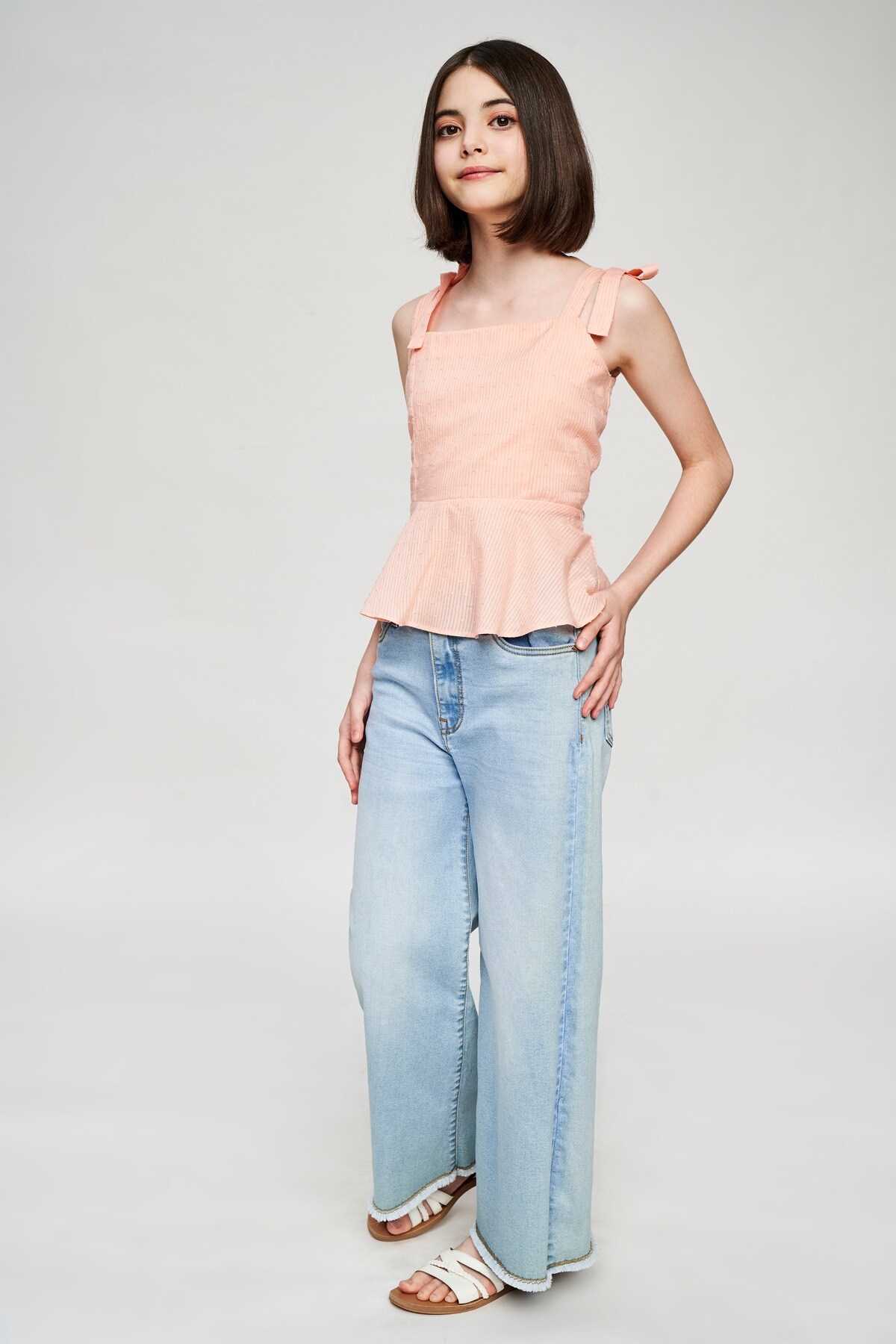 2 - Light Pink Self Design Fit And Flare Top, image 2
